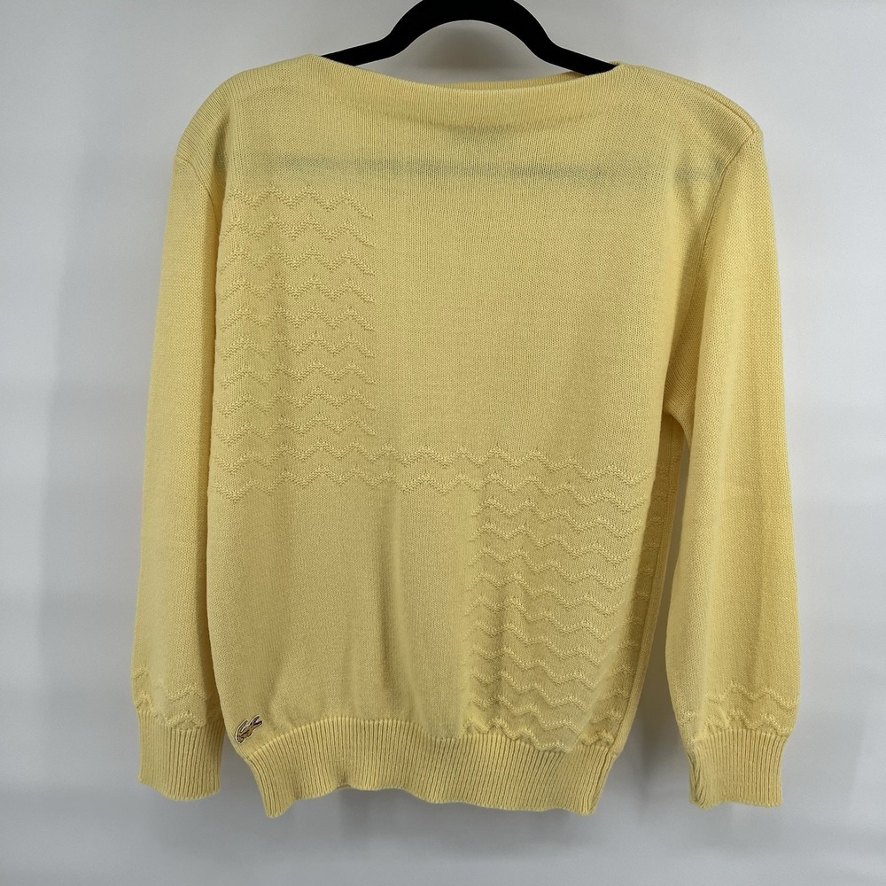Vintage 70s 80s Izod Lacoste Sweater Womens 38 Medium Yellow Pullover Boat Neck